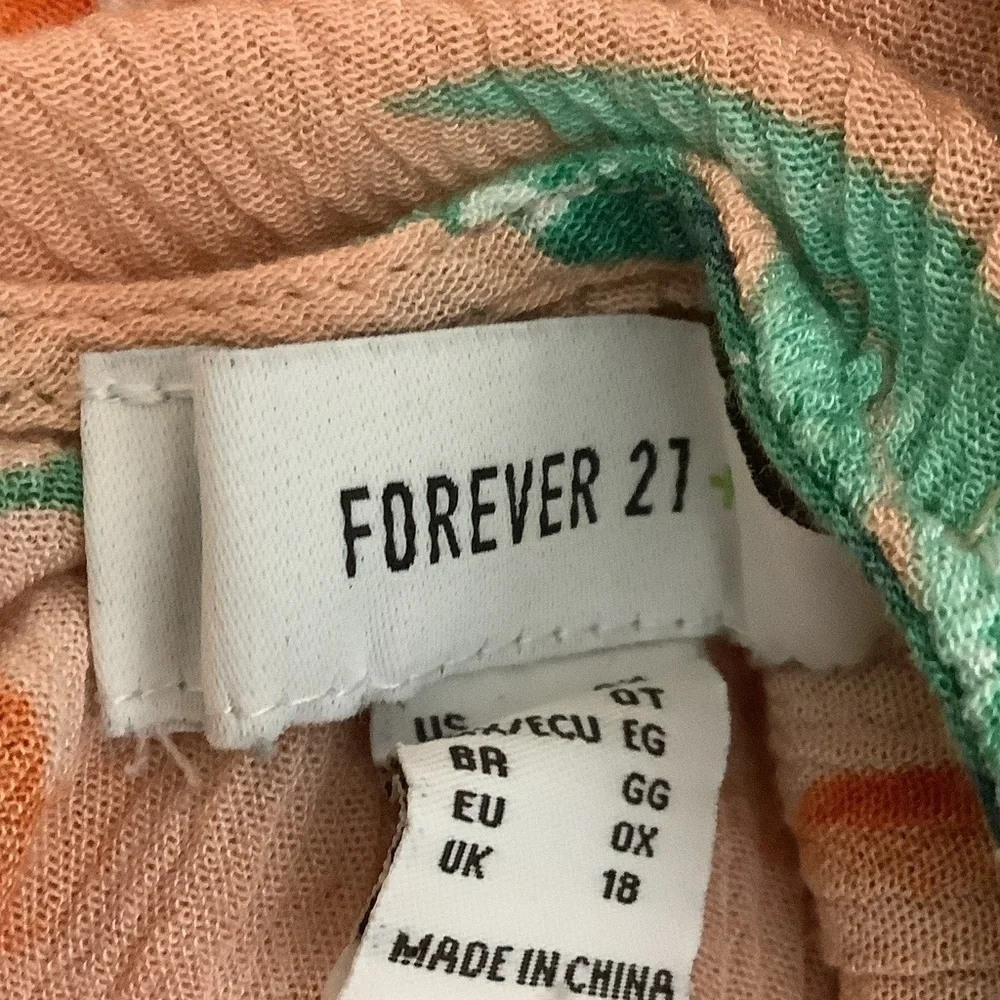 Forever 21 Size 0X Coral and Teal Knit Hi Low Dress. Preloved